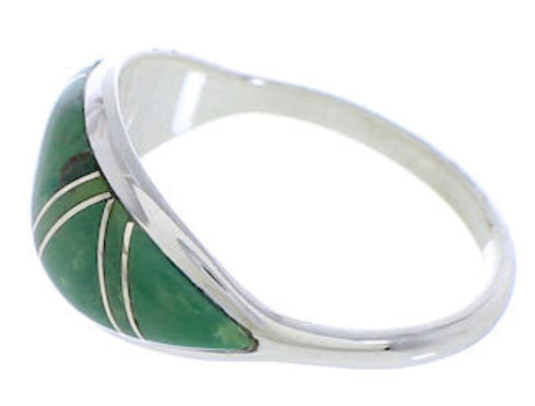 Turquoise Inlay Genuine Sterling Silver Ring Size 6-3/4 ZX36281